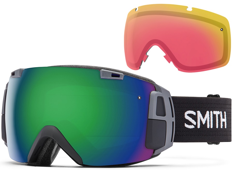 Smith I/O Recon GPS Ski/Snowboard Goggles, M/L, Black, Green SolX